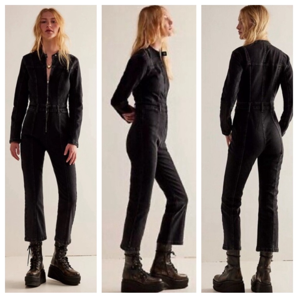 Free People We The Free, Jaded Black Jumpsuit excellent condition! size large